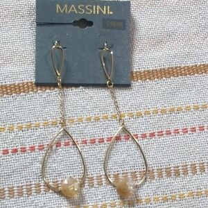 NEW Massini Gold Teardrop Earrings with Bead Accent